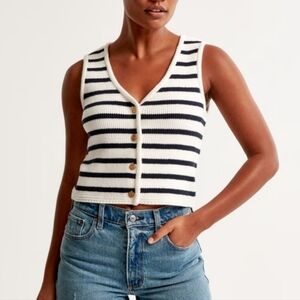 Abercrombie & Fitch Navy and White Striped Knit Tank Women's Size XS